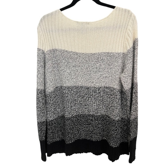 RALPH LAUREN CHAPS Plus Ivory Gray Black Long Sleeve Cotton Blend Sweater 2X - Picture 3 of 3